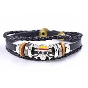 One Piece Bracelet Leather Style Anime Manga Pirate Luffy Cosplay Birthday Gift